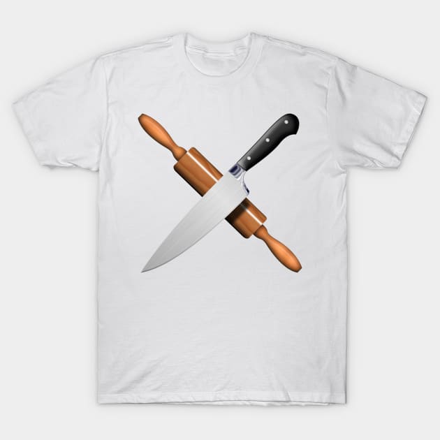 Knife and rolling pin T-Shirt by DrewskiDesignz